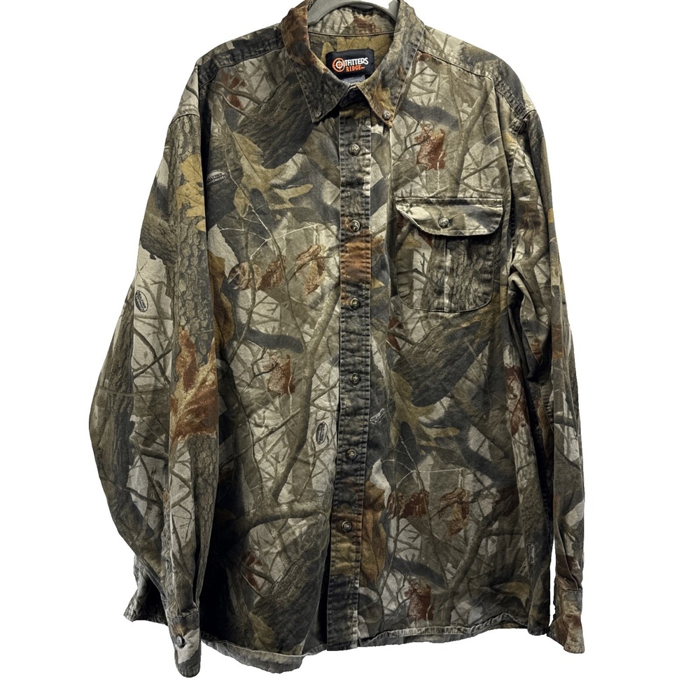Outfitters Ridge Button Up Shirt Mens XL Camo Realtree‎ Hardwood Hunting Outdoor